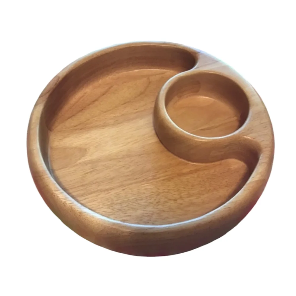 Crate&Barrel Vintage Chip & Dip Wood Server